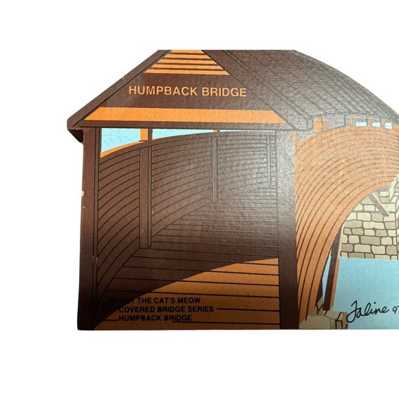 HUMPBACK Covered BRIDGE Cats Meow Wooden Shelf Sitter 1997 Covington VA Virginia - Picture 2 of 8